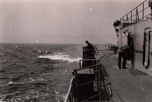 Minenablaufschiene auf der Steuerbordseite